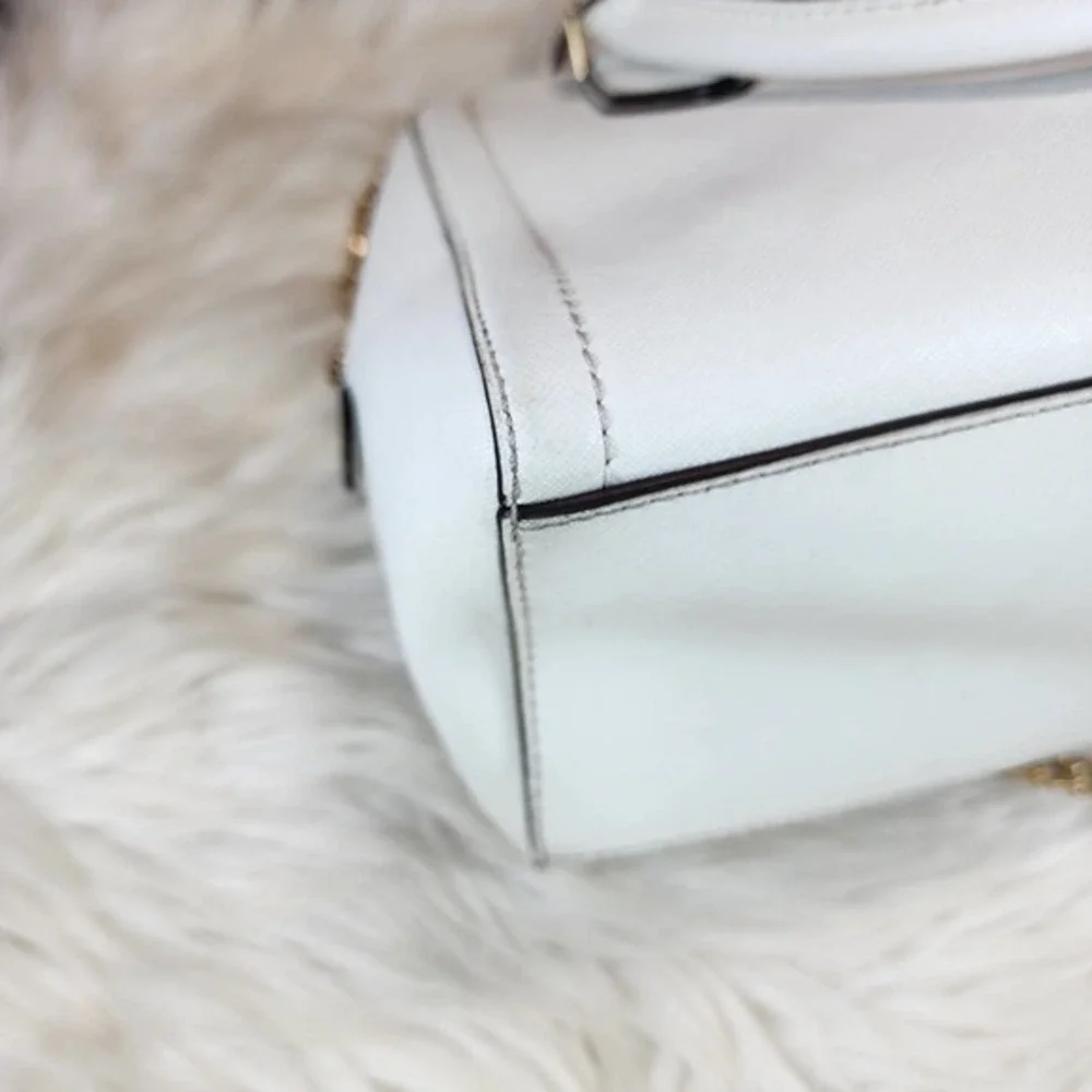 Michael Kors White Ayden Medium Saffiano Leather Satchel
